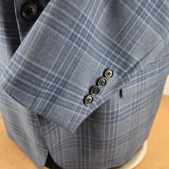 Brooks Brothers  Regent   Wool Men Sport Coat Blazer Blue Windowpane 46R - Picture 14 of 16